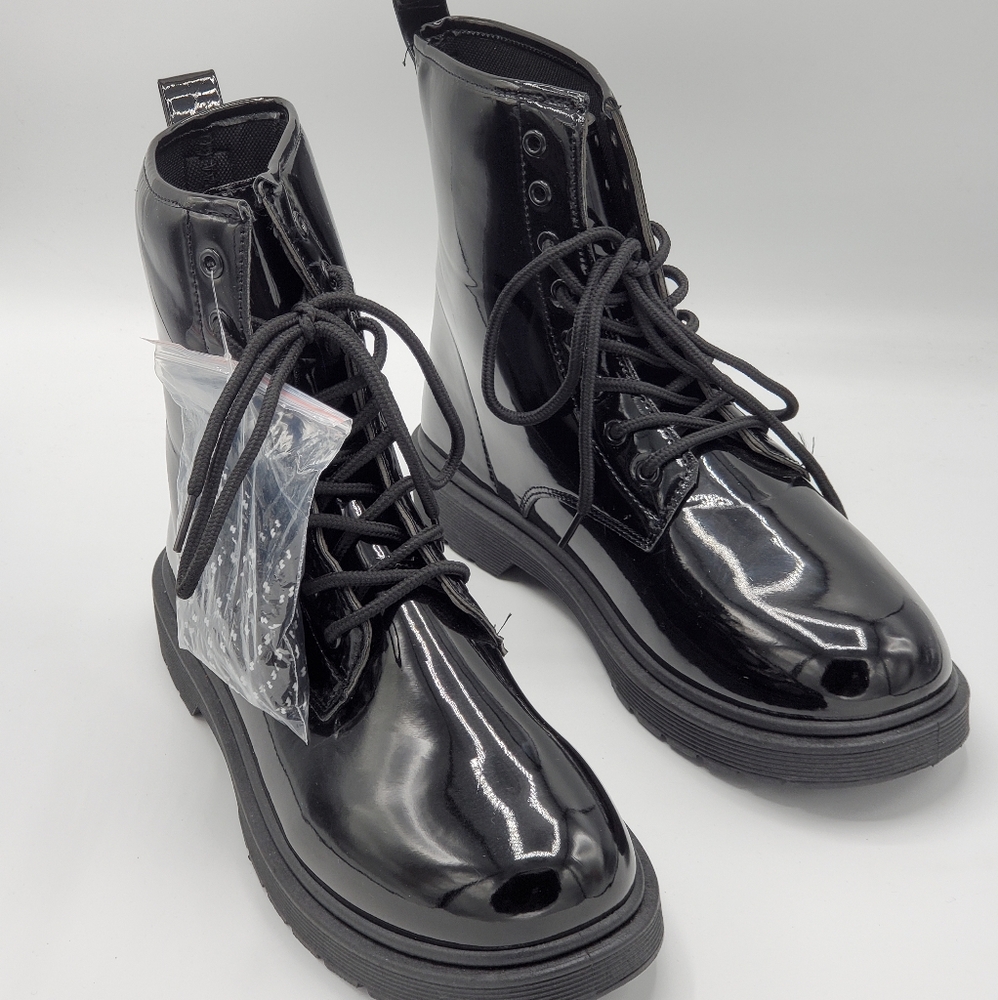 CHARLES ALBERT BLACK COMBAT WOMEN BOOTS SZ 10